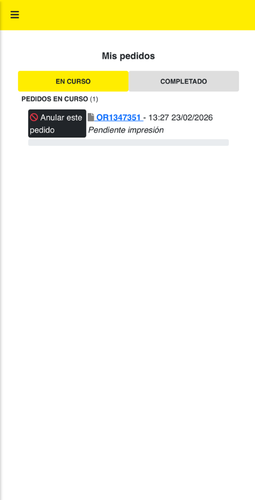 Historial de pedidos completados en la app Tu Copistería Online