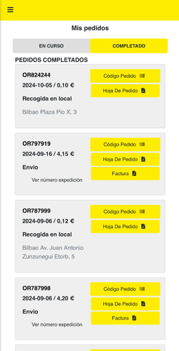 Seguimiento de pedidos pendientes en la app Tu Copistería Online